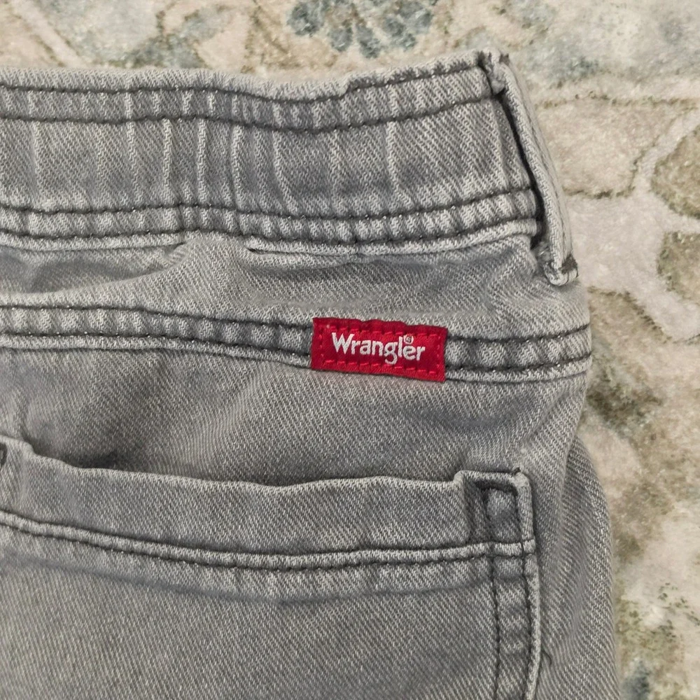 Wrangler Boys Gray Denim Shorts Elastic Waist Drawstring Size L 10/12